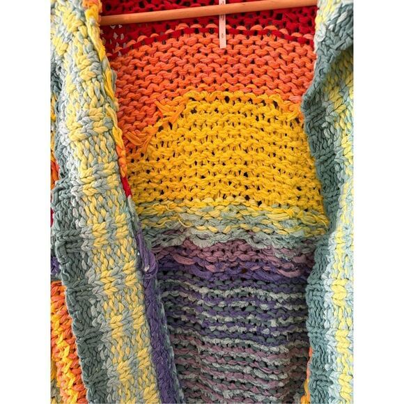 NWOT Free People Beach Market Cardigan Rainbow Loose Chunky Knit Small - Picture 10 of 12